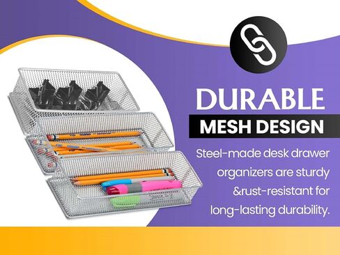 YBM HOME Mesh Drawer Cabinet and or Shelf Organizer Bins, School Supply Holder Office Desktop Organizer Basket, White (1, 6x15x2 Inch) in Saudi Arabia