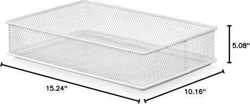 YBM HOME Mesh Drawer Cabinet and or Shelf Organizer Bins, School Supply Holder Office Desktop Organizer Basket, White (1, 6x15x2 Inch) in Saudi Arabia