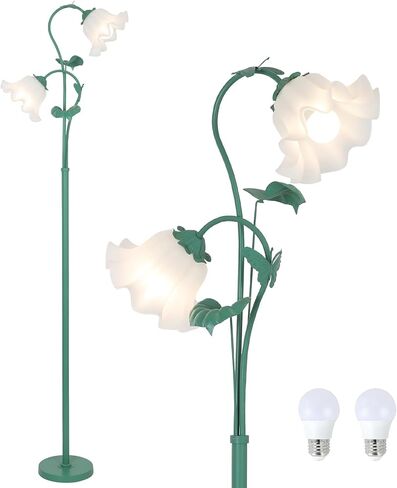 HMVPL Pink Flower Floor Lamp, Floral Standing Lamp with 2 LED 5W Blubs, Foot Switch, Modern Corner Tall Lamp with Acrylic Shade, Girls Cute Floor Lamp for Living Room Bedroom Office Kids Reading in Saudi Arabia