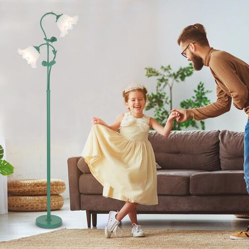 HMVPL Pink Flower Floor Lamp, Floral Standing Lamp with 2 LED 5W Blubs, Foot Switch, Modern Corner Tall Lamp with Acrylic Shade, Girls Cute Floor Lamp for Living Room Bedroom Office Kids Reading in Saudi Arabia