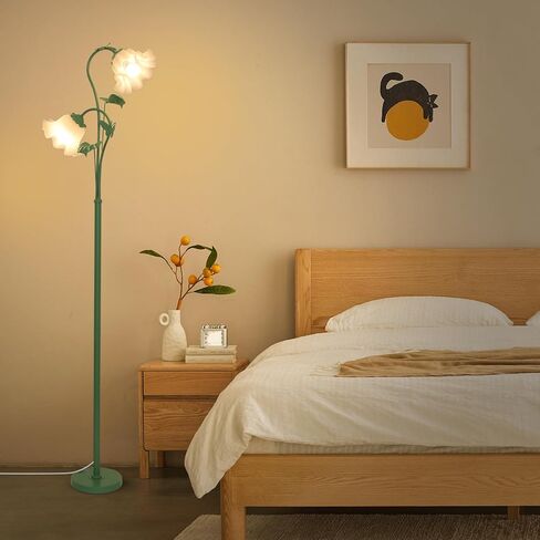 HMVPL Pink Flower Floor Lamp, Floral Standing Lamp with 2 LED 5W Blubs, Foot Switch, Modern Corner Tall Lamp with Acrylic Shade, Girls Cute Floor Lamp for Living Room Bedroom Office Kids Reading in Saudi Arabia