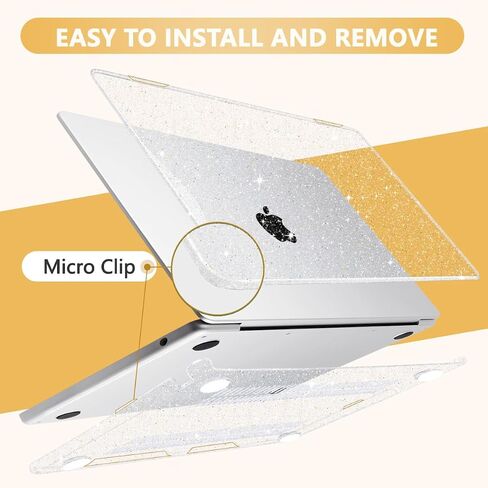 Compatible with MacBook Air 15 inch Case M3 M2 2024 2023, Model A3114 A2941 Plastic Hard Shell Cover with Keyboard Cover & Screen Protector & Webcam Cover & Type-C Adapter, Sparkly Pink in Saudi Arabia