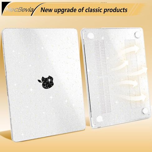 Compatible with MacBook Air 15 inch Case M3 M2 2024 2023, Model A3114 A2941 Plastic Hard Shell Cover with Keyboard Cover & Screen Protector & Webcam Cover & Type-C Adapter, Sparkly Pink in Saudi Arabia