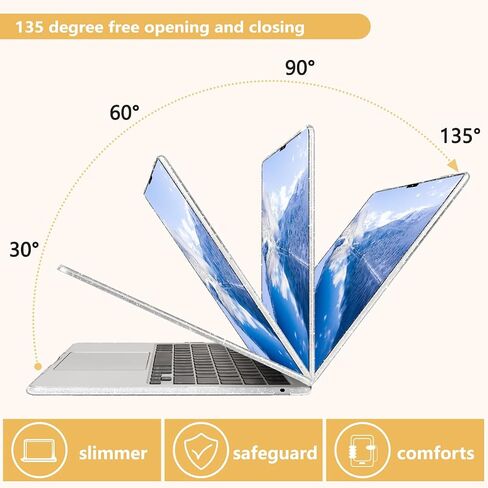 Compatible with MacBook Air 15 inch Case M3 M2 2024 2023, Model A3114 A2941 Plastic Hard Shell Cover with Keyboard Cover & Screen Protector & Webcam Cover & Type-C Adapter, Sparkly Pink in Saudi Arabia