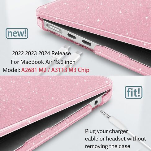 Tuiklol for M4 MacBook Air 13.6 inch Case 2025-2022 Release Model A3240 A3113 A2681 with M3 M2 Chip,Hard Shell Cases with Keyboard Cover & Screen Protector & Camera Cover, Sparkly Midnight Green in Saudi Arabia