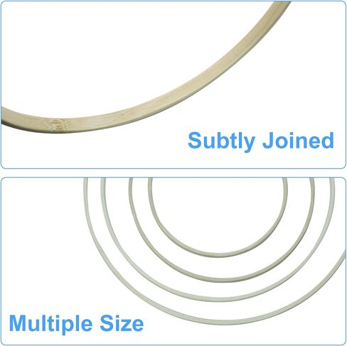 12Pcs Wooden Bamboo Floral Hoop, 4 Sizes (6 8 10 12 Inch) Wooden Wreath Rings, Macrame Hoops Craft Hoops for Wedding, DIY Dream Catcher, Wall Hanging Crafts in Kuwait