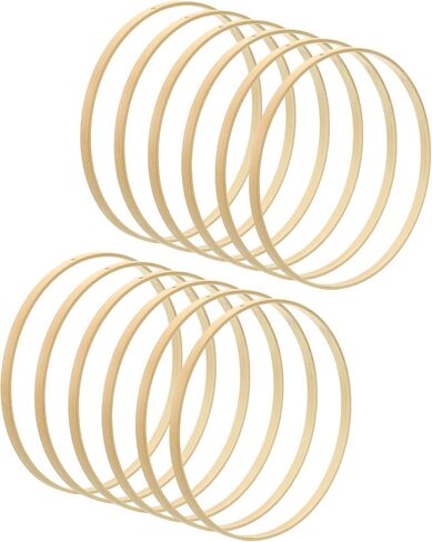 PATIKIL 7.1 Inch Wooden Floral Hoop, 12 Pcs Bamboo Round Macrame Wreath Dream Catcher Rings for Home Car DIY Craft Wedding Wall Hanging Decorations, Wood in Saudi Arabia