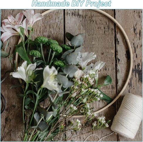 PATIKIL 7.1 Inch Wooden Floral Hoop, 12 Pcs Bamboo Round Macrame Wreath Dream Catcher Rings for Home Car DIY Craft Wedding Wall Hanging Decorations, Wood in Saudi Arabia
