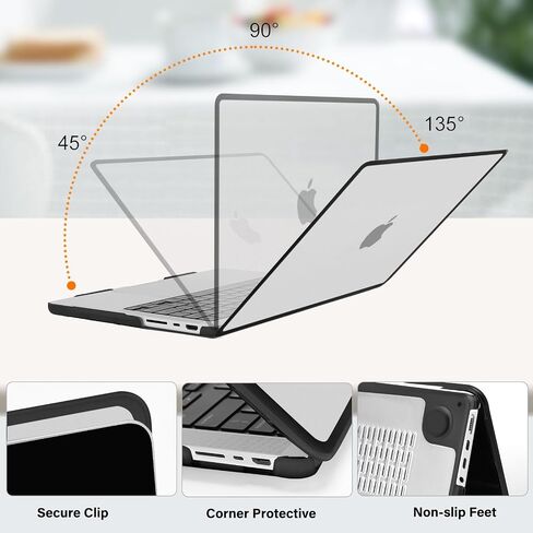 MOSISO Compatible with MacBook Pro 14 inch Case 2024-2021 M4 M3 M2 M1 A3112 A3185 A3401 A2918 A2992 A2779 A2442, Soft TPU Frame Bumper Anti-Cracking Hard Shell&Keyboard Cover&Webcam Cover, Black in Kuwait