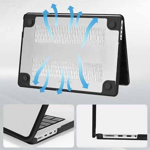 MOSISO Compatible with MacBook Pro 14 inch Case 2024-2021 M4 M3 M2 M1 A3112 A3185 A3401 A2918 A2992 A2779 A2442, Soft TPU Frame Bumper Anti-Cracking Hard Shell&Keyboard Cover&Webcam Cover, Black in Kuwait