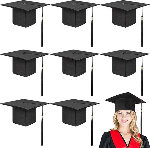 Geyoga 8 قطع قبعة التخرج مع شرابة قابل للتعديل الكبار قبعة التخرج للرجال والنساء 2024 قبعة التخرج للكلية in Saudi Arabia