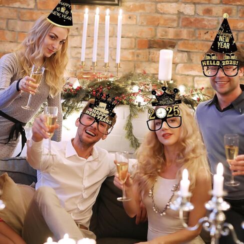 48 Pieces New Years Eve Party Supplies 2025-Happy New Year Eyeglasses,New Year Crowns,Happy New Year Hats,Noise Makers,New Years Party Favors Set in Kuwait