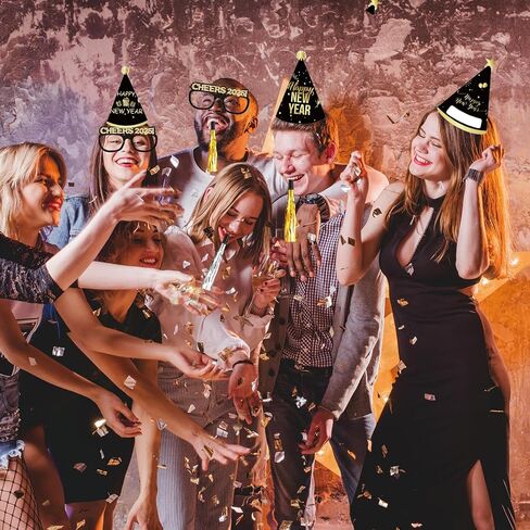 48 Pieces New Years Eve Party Supplies 2025-Happy New Year Eyeglasses,New Year Crowns,Happy New Year Hats,Noise Makers,New Years Party Favors Set in Kuwait