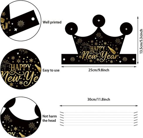48 Pieces New Years Eve Party Supplies 2025-Happy New Year Eyeglasses,New Year Crowns,Happy New Year Hats,Noise Makers,New Years Party Favors Set in Kuwait