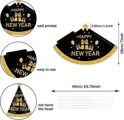 48 Pieces New Years Eve Party Supplies 2025-Happy New Year Eyeglasses,New Year Crowns,Happy New Year Hats,Noise Makers,New Years Party Favors Set in Kuwait