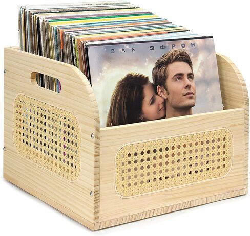 Rustic Vinyl Record Storage Crate,Wooden Vinyl Record Holder,Vinyl Record Album Organizer,Store up to 65 Records in Saudi Arabia