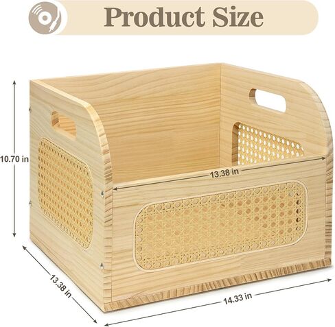 Rustic Vinyl Record Storage Crate,Wooden Vinyl Record Holder,Vinyl Record Album Organizer,Store up to 65 Records in Saudi Arabia