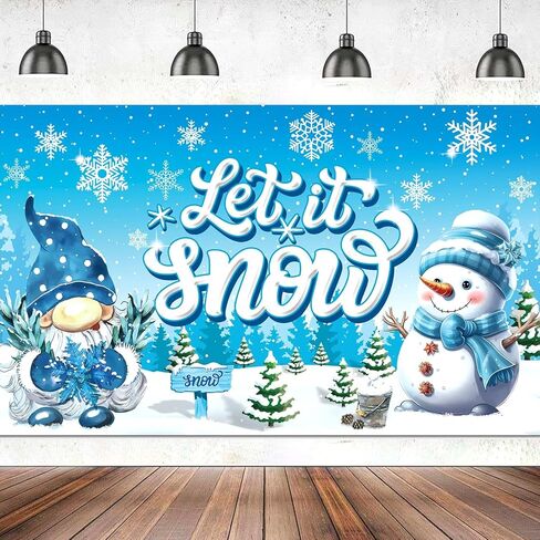 ديكورات الشتاء Let It Snow لافتة، كبيرة 71 بوصة × 43 بوصة Let It Snow ديكورات خلفية لديكورات حفلات الشتاء العجائب، باللون الأزرق Let It Snow Decor Snowman Gnomes راية للحفلات in Kuwait