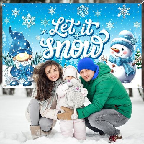 ديكورات الشتاء Let It Snow لافتة، كبيرة 71 بوصة × 43 بوصة Let It Snow ديكورات خلفية لديكورات حفلات الشتاء العجائب، باللون الأزرق Let It Snow Decor Snowman Gnomes راية للحفلات in Kuwait