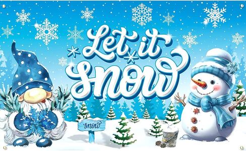ديكورات الشتاء Let It Snow لافتة، كبيرة 71 بوصة × 43 بوصة Let It Snow ديكورات خلفية لديكورات حفلات الشتاء العجائب، باللون الأزرق Let It Snow Decor Snowman Gnomes راية للحفلات in Kuwait