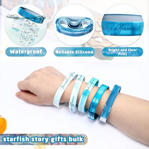 Sasylvia 50 Sets Starfish Story Gifts with Starfish Wristbands Inspirational Silicone Bracelets Cards Gifts Employee Appreciation Gifts for Make a Difference Day Teacher Volunteers (Watercolor) in Saudi Arabia