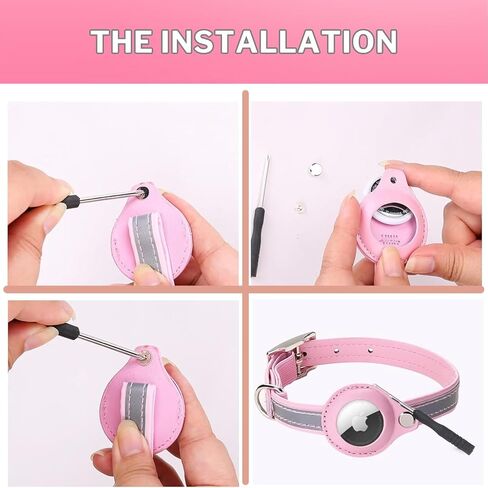 Cat Collar airtag Holder, Reflective Faux Leather Collar. Tracking and Anti-Loss Collar for Cats and Small Dogs (S, Pink) in Saudi Arabia