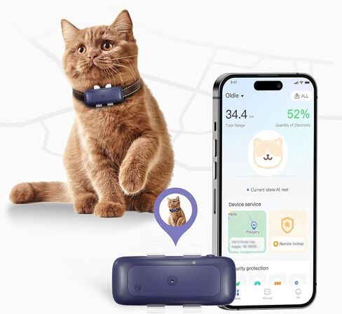 جهاز تعقب طوق P1 GPS للقطط (6.5 رطل+) - جهاز تعقب موقع الحيوانات الأليفة عبر نظام تحديد المواقع العالمي (GPS) لمنع فقدان أي مسافة محدودة، مقاوم للماء، تتبع في الوقت الحقيقي والنشاط الذكي، يناسب جميع أطواق الحيوانات الأليفة، أزرق in Kuwait