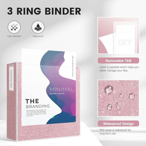 2 Inch 3 Ring Binder for School Supplies,Pink Binder 2 Inch Round Rings to Hold 375 Sheets, Fashion View Binders, Glitter Pink in Kuwait