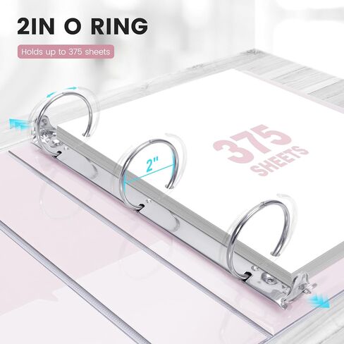 2 Inch 3 Ring Binder for School Supplies,Pink Binder 2 Inch Round Rings to Hold 375 Sheets, Fashion View Binders, Glitter Pink in Kuwait