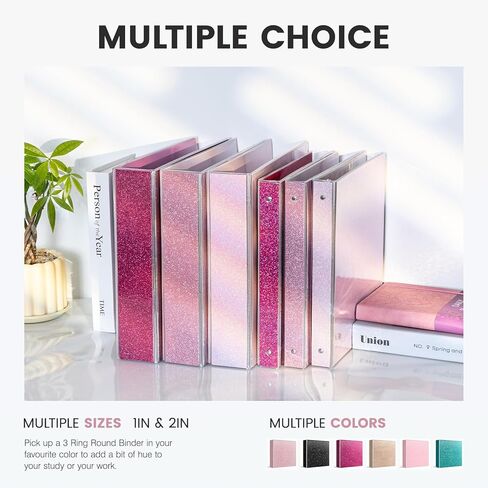 2 Inch 3 Ring Binder for School Supplies,Pink Binder 2 Inch Round Rings to Hold 375 Sheets, Fashion View Binders, Glitter Pink in Kuwait