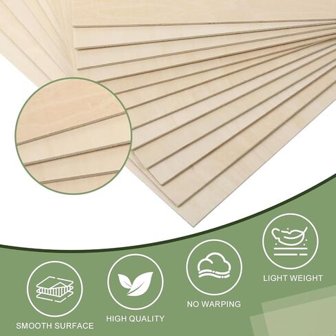 36 Pack 12x12 Basswood Sheets 1/8 Inch, Unfinished Wood for Crafts, Basswood for Laser Cutting & Engraving, Wood Burining, Basswood Plywood Sheets for Architectural Models. in Saudi Arabia