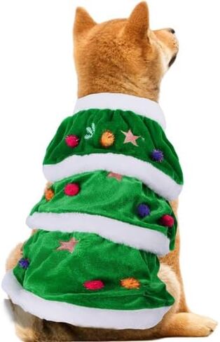 WORDERFUL Dog Christmas Tree Dress Costumes Dog Winter Clothes Pet Coat Cute and Warm Dog Costumes for Small Dogs (S) in Kuwait