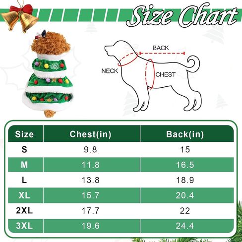 WORDERFUL Dog Christmas Tree Dress Costumes Dog Winter Clothes Pet Coat Cute and Warm Dog Costumes for Small Dogs (S) in Kuwait