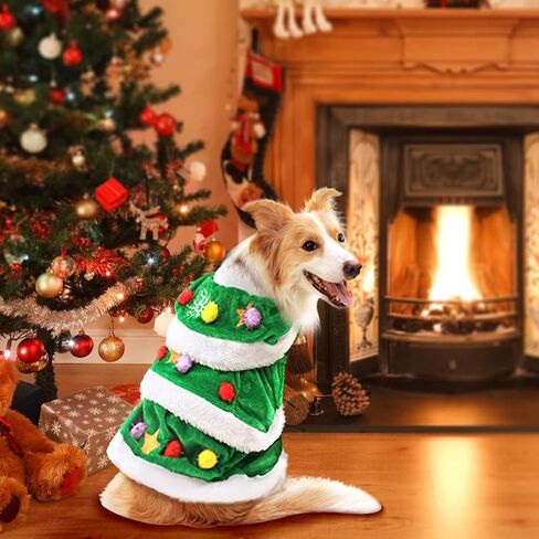 WORDERFUL Dog Christmas Tree Dress Costumes Dog Winter Clothes Pet Coat Cute and Warm Dog Costumes for Small Dogs (S) in Kuwait