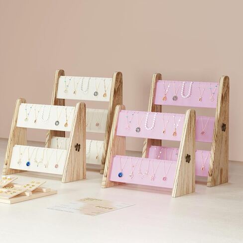 حامل عرض قلادة من 3 طبقات من Lolalet للبيع، يعرض المجوهرات للبائعين، حامل سلسلة قلادة مع مخمل لعرض الحرف اليدوية - أسود in Kuwait