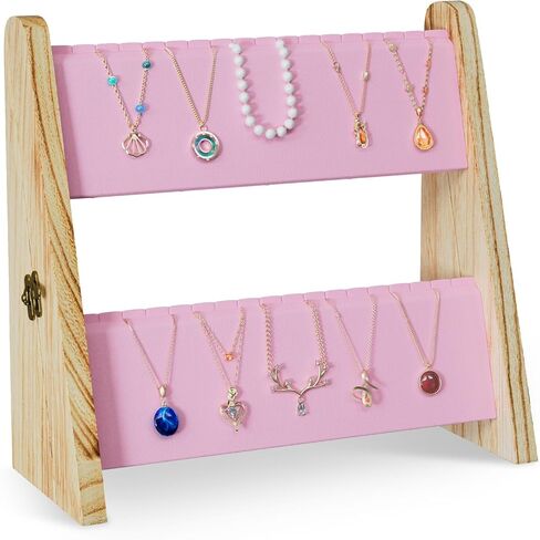 حامل عرض قلادة من 3 طبقات من Lolalet للبيع، يعرض المجوهرات للبائعين، حامل سلسلة قلادة مع مخمل لعرض الحرف اليدوية - أسود in Kuwait