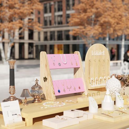 حامل عرض قلادة من 3 طبقات من Lolalet للبيع، يعرض المجوهرات للبائعين، حامل سلسلة قلادة مع مخمل لعرض الحرف اليدوية - أسود in Kuwait