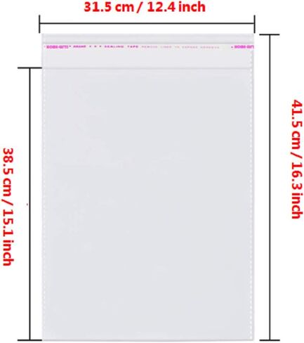 200 Pcs 12" x 15" Self Seal Clear Cellophane Bags Resealable Plastic Apparel Bags Perfect for Packaging Clothing, T-Shirt, Brochure, Prints, Handicraft Gift in Saudi Arabia