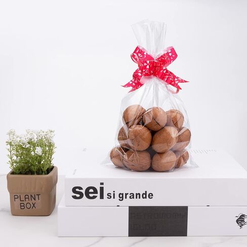 Awpeye 100 PCS Clear Cello Cellophane Treat Bags Good For Pastry, Bakery, Cookie, Candy, Dessert, Popcorn, Dessert, Chocolate And Party Favors 1.4 Mils in Kuwait