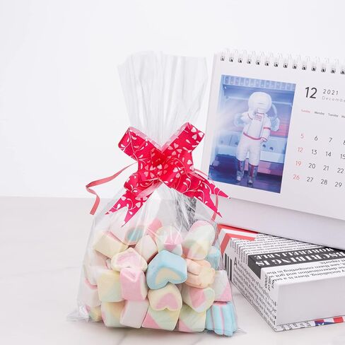 Awpeye 100 PCS Clear Cello Cellophane Treat Bags Good For Pastry, Bakery, Cookie, Candy, Dessert, Popcorn, Dessert, Chocolate And Party Favors 1.4 Mils in Kuwait