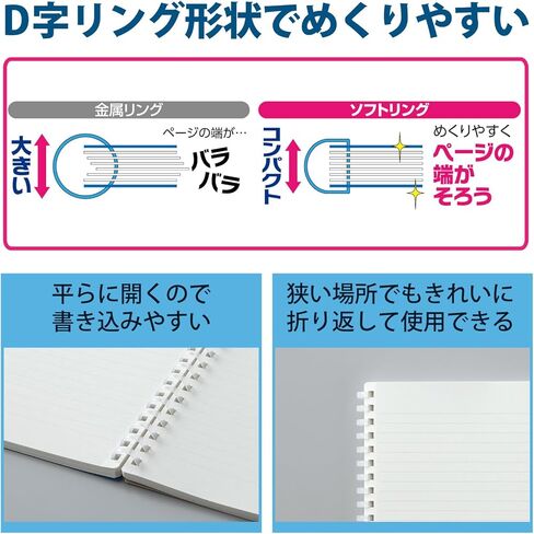 KOKUYO D Shaped Soft Ring Notebook, Unruled, Plain Ruled, 80 Sheets, A5, White, Japan Import (SU-SV338BT-W) in Saudi Arabia