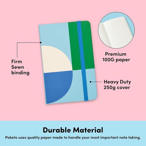 POKETO Lined Pocket Notebook Journal - 80 Page College Ruled Travel-Sized Notebook, 100 GSM Thick Paper, Hardcover - 3.5" x 5.5" - Sky Geo in Saudi Arabia
