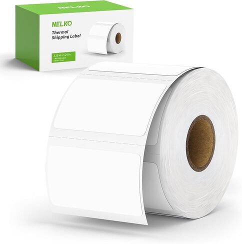 Nelko Genuine 2.25" x 1.25" Direct Thermal Labels, Barcode Labels Compatible with Nelko PL70E Label Printers, Self-Adhesive Labels, Barcode Stickers, White/1000 Labels (Commercial Grade) in Saudi Arabia