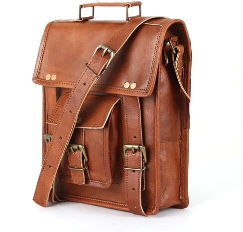 Leather Crossbody Bag Messenger Satchel Tablet Bag Genuine Leather Messenger Bag Vintage Laptop Crossbody Bag Satchel Man Purse Shoulder Bag 11 inches for men and women in Saudi Arabia