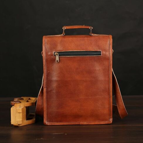 Leather Crossbody Bag Messenger Satchel Tablet Bag Genuine Leather Messenger Bag Vintage Laptop Crossbody Bag Satchel Man Purse Shoulder Bag 11 inches for men and women in Saudi Arabia