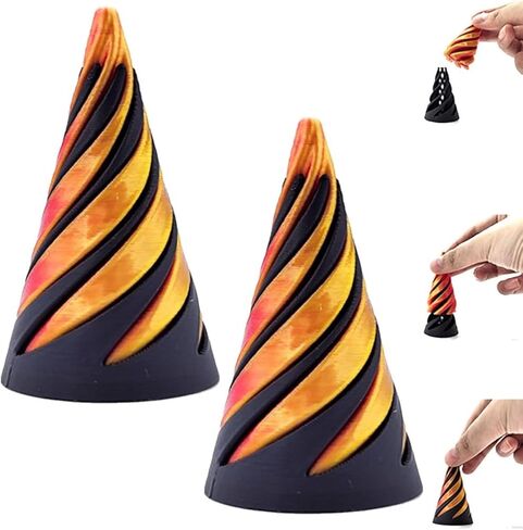 Impossible Pyramid Passthrough Sculpture, Pass Through Pyramid Fidget Toy, 3D Printed Spiral Cone Toy, Mini Vortex Thread Illusion, Pyramid Passthrough Sculpture (Two) in Saudi Arabia