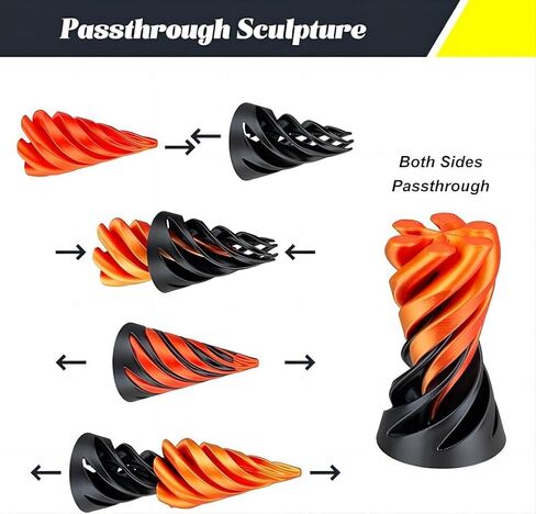 Impossible Pyramid Passthrough Sculpture, Pass Through Pyramid Fidget Toy, 3D Printed Spiral Cone Toy, Mini Vortex Thread Illusion, Pyramid Passthrough Sculpture (Two) in Saudi Arabia