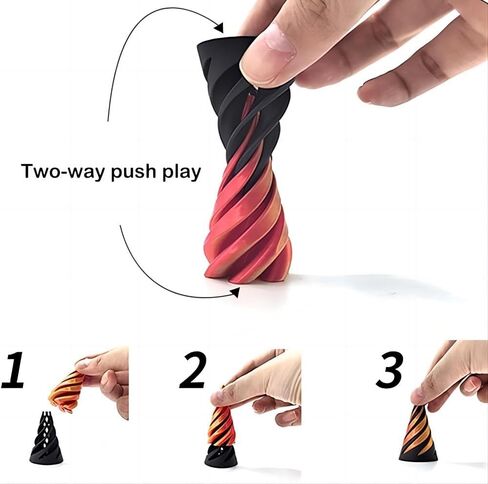 Impossible Pyramid Passthrough Sculpture, Pass Through Pyramid Fidget Toy, 3D Printed Spiral Cone Toy, Mini Vortex Thread Illusion, Pyramid Passthrough Sculpture (Two) in Saudi Arabia