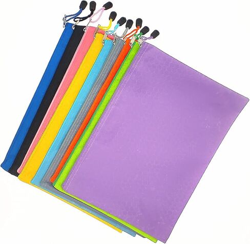 Waterproof PVC Canvas Zipper File Storage Bags Document Filing Folders Organizers Pouch Holders (9Colors, A4) in Saudi Arabia
