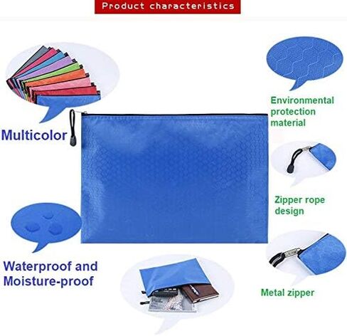 Waterproof PVC Canvas Zipper File Storage Bags Document Filing Folders Organizers Pouch Holders (9Colors, A4) in Saudi Arabia